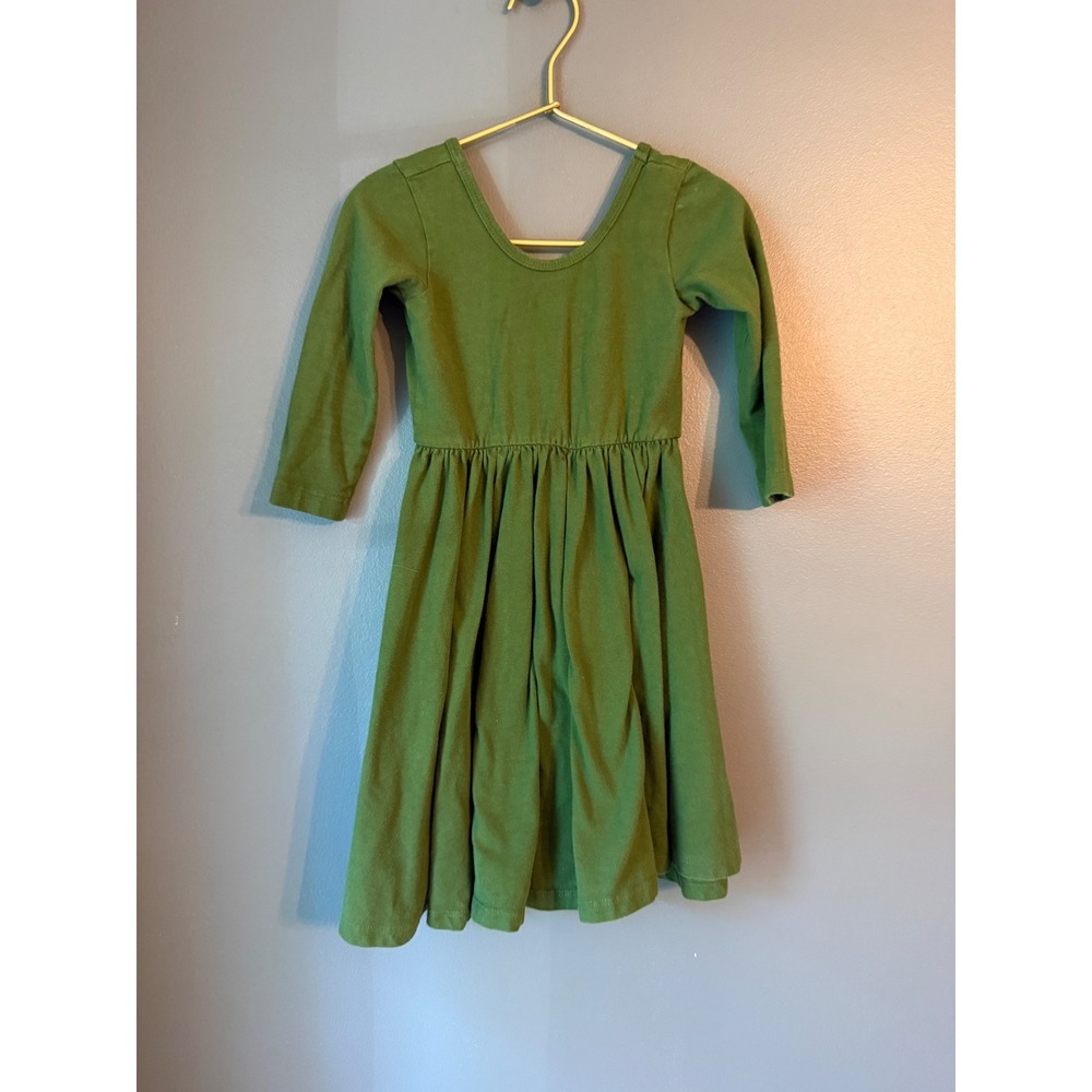 Alice + Ames Kids Olive Green Long Sleeve Ballet Dress Size 6 Cotton Blend